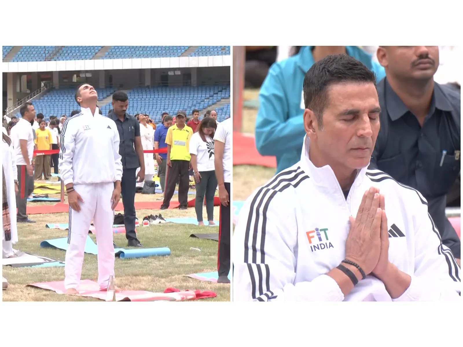 Akshay Kumar joins Union Min Mandaviya for International Yoga Day event