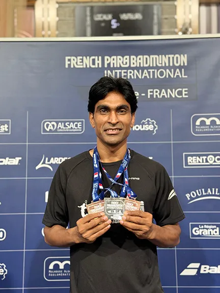 Pramod wins three medals at French Para badminton