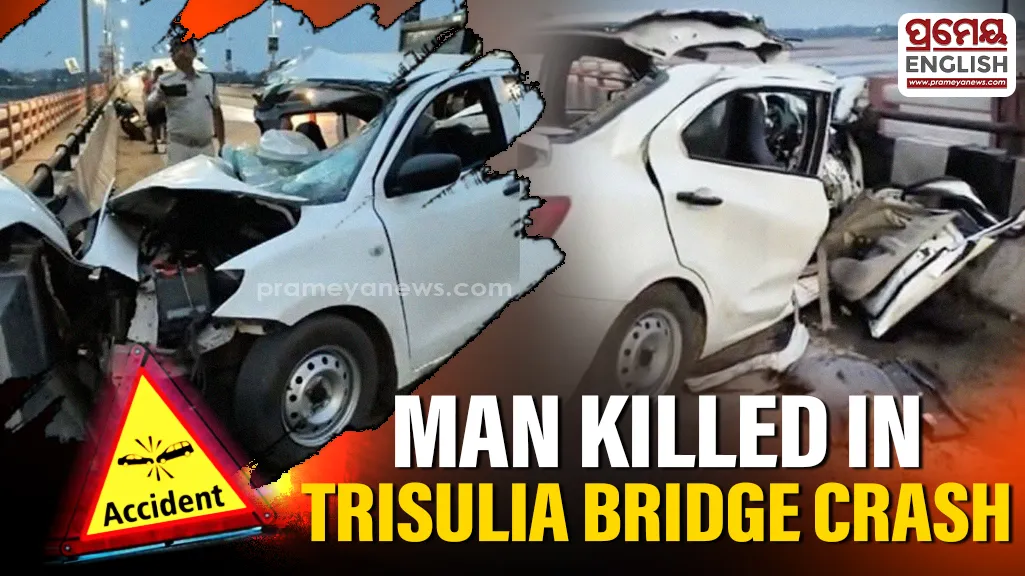 Man killed after Hyva truck crashes into car on Trisulia Bridge in Cuttack

