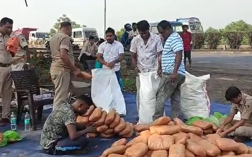 Huge ganja haul seized after car crashes into divider while fleeing police on Biju Expressway

