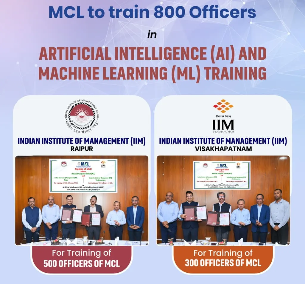 MCL signs MoUs with IIM Raipur and IIM Visakhapatnam to strengthen AI & ML capabilities of workforce