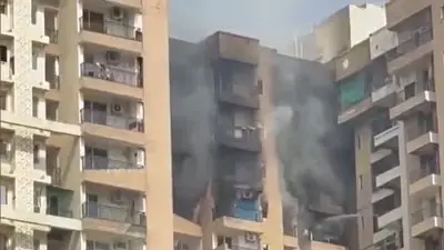 High rise fire scares Noida residents as suspected AC blast hits residential tower