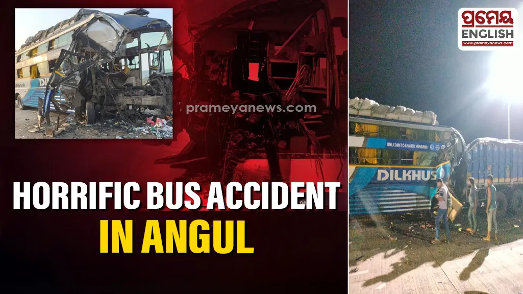 Passenger bus rams parked truck near Angul, conductor dies