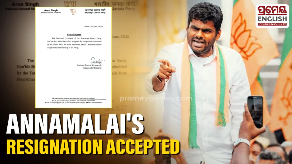 BJP chief Nitin Nabin formally accepts K Annamalai's resignation from party's primary membership
