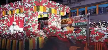 DEO rides flower-decked tractor to wedding, promotes modern farming