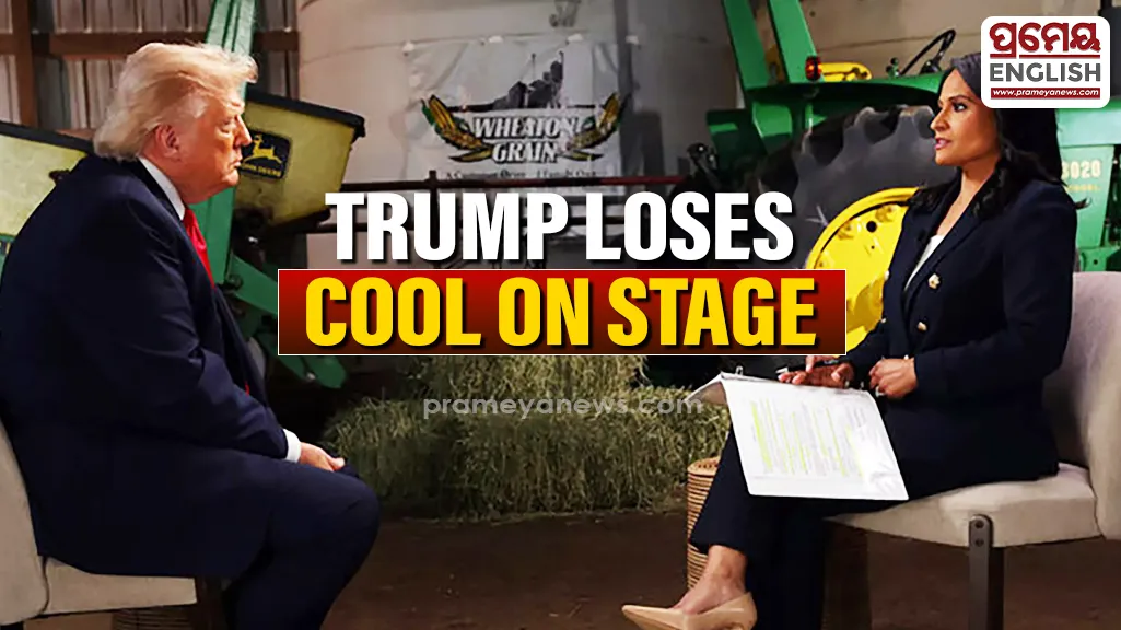 Tense standoff in Wisconsin barn ends with Donald Trump throwing microphone during taping