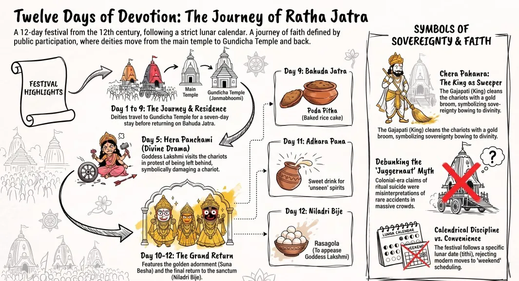 Devotees celebrate Puri Ratha Jatra with twelve days of ancient traditions and unique devotion