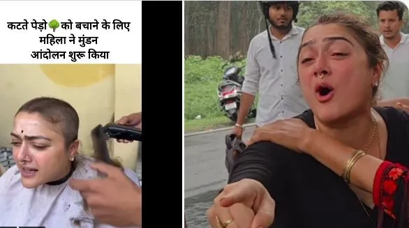 #Tonsura for Planet Earth: Uttarakhand woman Manvi shears her scalp to protect trees from felling for highway project