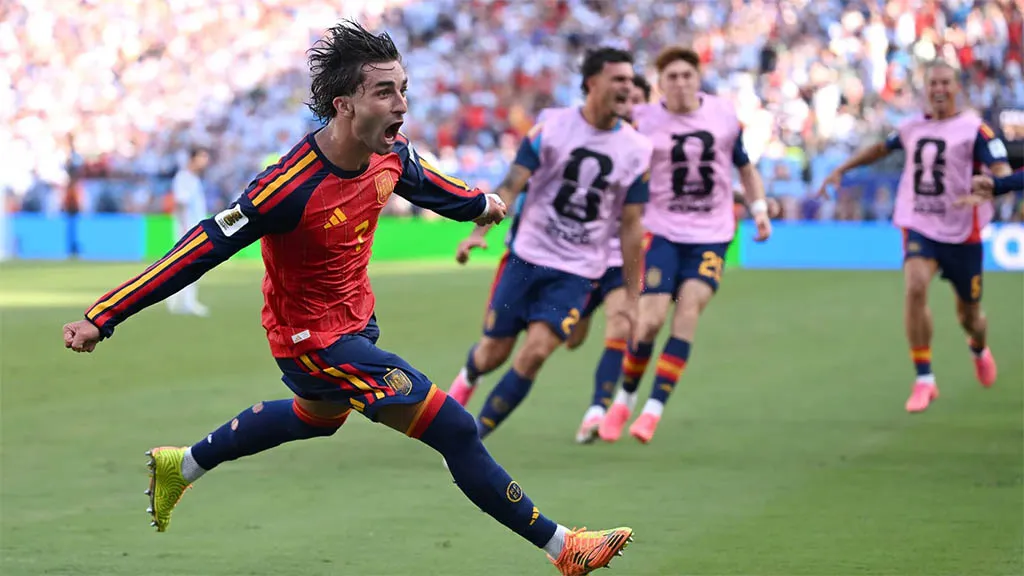 Ferran Torres after scoring against Argentina