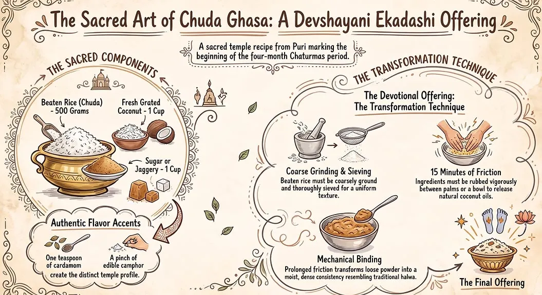 Traditional Chuda Ghasa Recipe Essential for Devshayani Ekadashi Offerings in Odisha