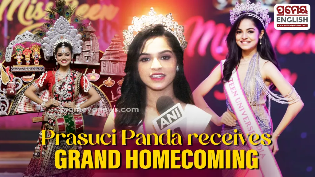 Prasuci Panda receives Grand Homecoming in Bhubaneswar after Winning National Teen Crown