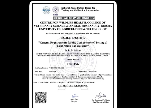 OUAT wildlife lab becomes first in India to receive NABL accreditation