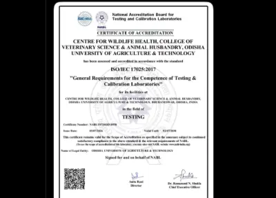 OUAT wildlife lab becomes first in India to receive NABL accreditation