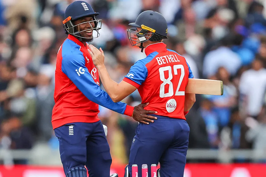 Jacob Bethell powers England to spectacular victory over India in Manchester T20 showdown