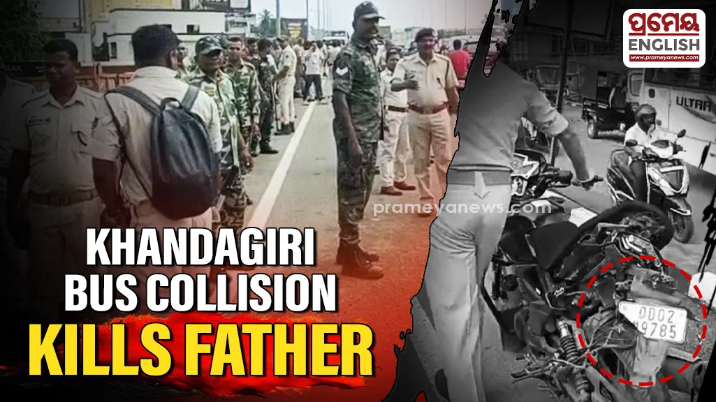 Khandagiri accident today: Father killed, son critically injured in bus collision