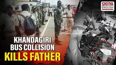 Khandagiri accident today: Father killed, son critically injured in bus collision