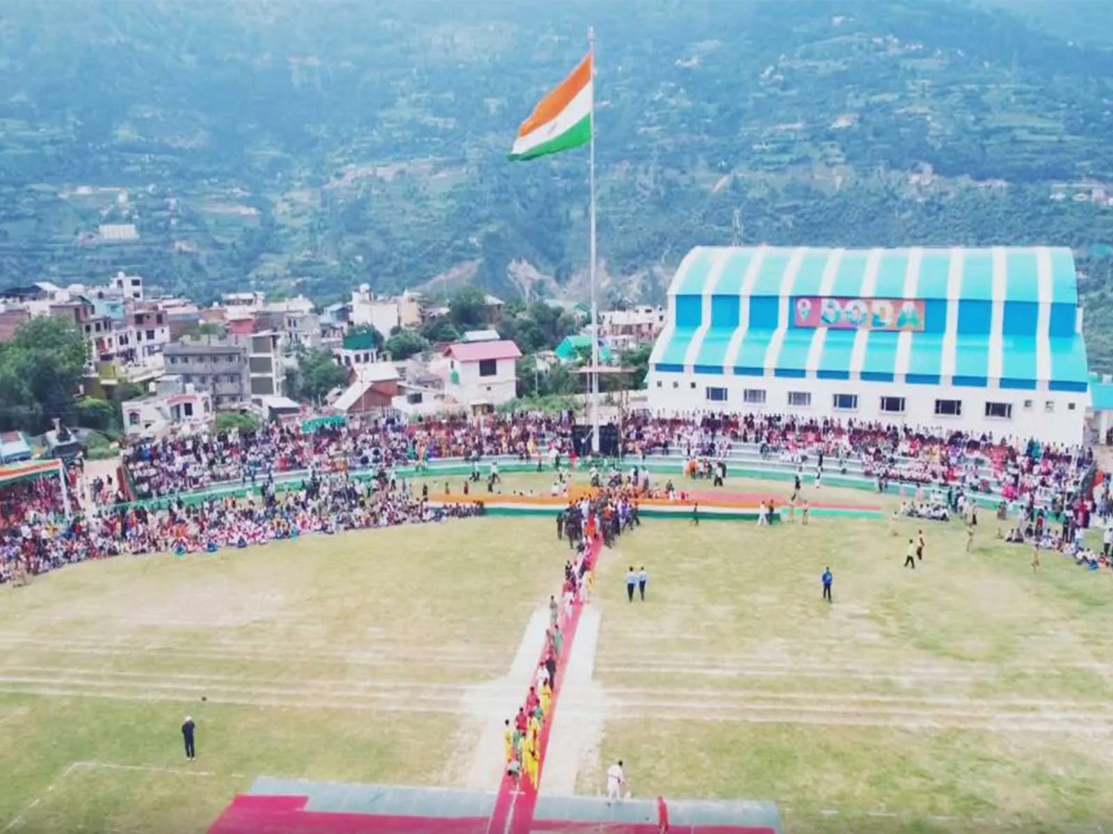 J-K: 100-ft high tricolour installed at Doda Stadium on Independence Day