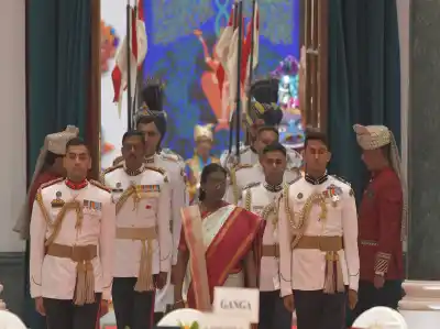 PM Modi, Ram Nath Kovind attend President Murmu's Independence Day 'at home' reception