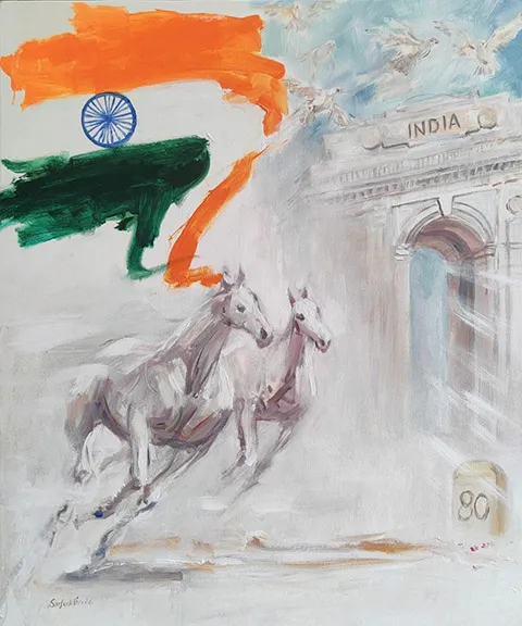 Dhauli Art College Marks 80th Independence Day with Live Canvas Painting