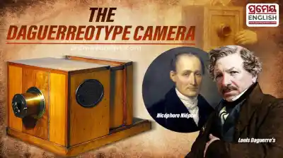 Nicéphore Niépce and Louis Daguerre with their Daguerreotype camera