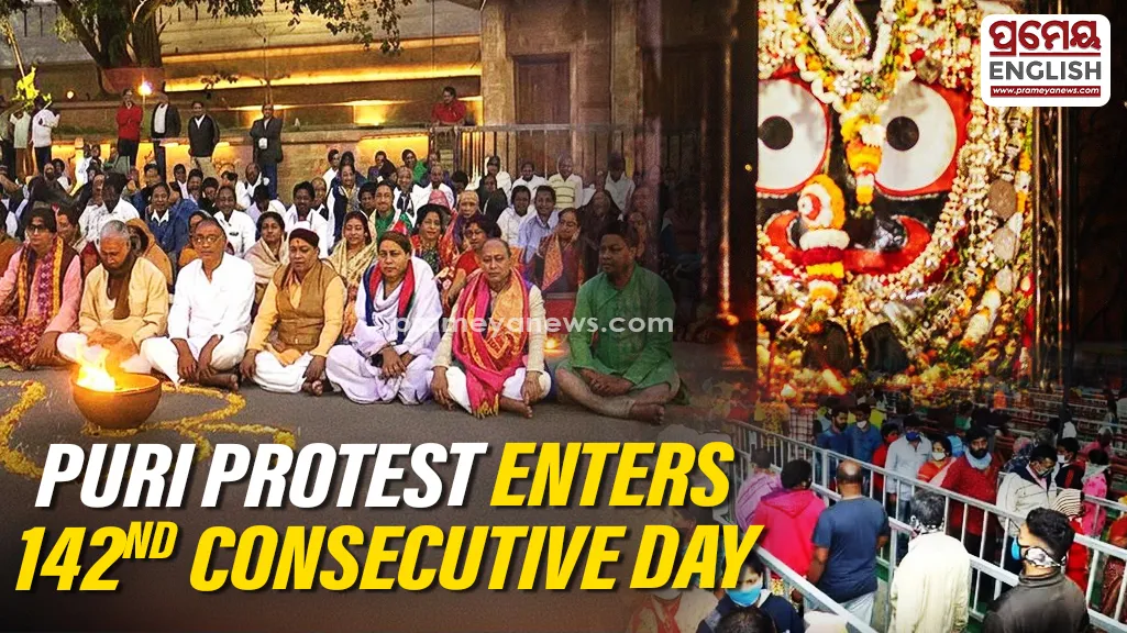 Puri residents’ silent protest enters 142nd day over special Shrimandir darshan