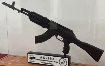 India Test-Fires First Completely Indigenous AK-203 Sher Assault Rifle at Amethi Facility