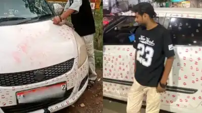Love stunt turns costly: Gwalior man fined over lipstick-covered car