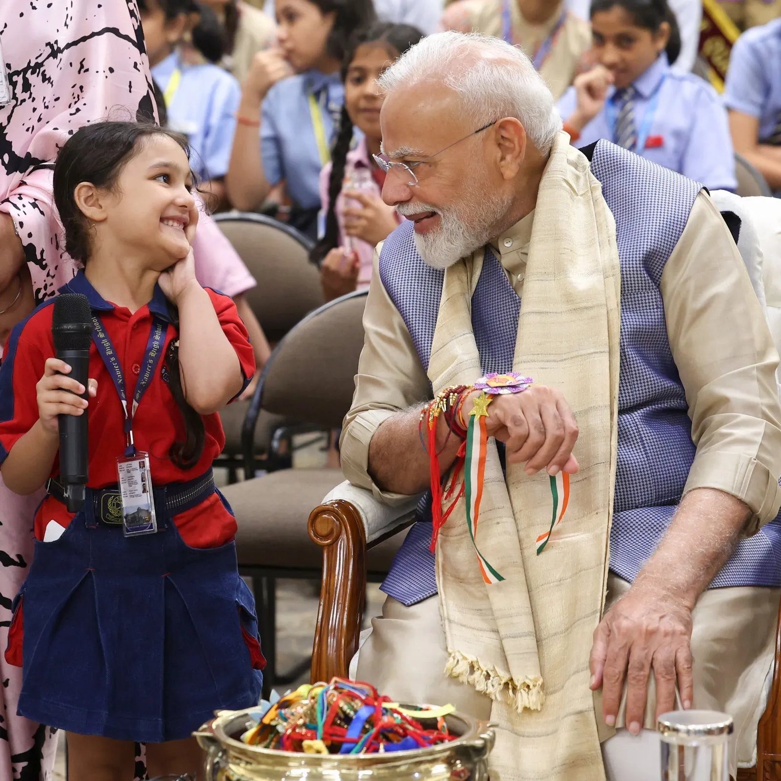 PM Modi celebrates Raksha Bandhan at residence; shares "high fives, smiles"
