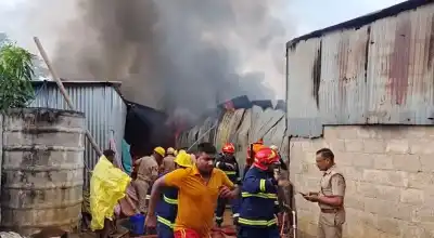 Massive fire engulfs cotton factory in Bhubaneswar's Patrapada; Firefighting operation underway