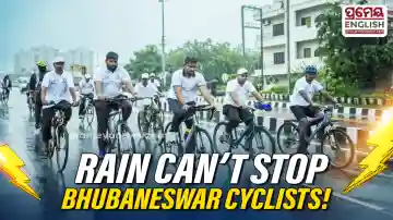 Heavy Rain Fails To Stop Bhubaneswar Cyclists during National Sports Day Rally