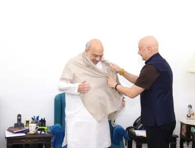 Veteran Actor Anupam Kher calls on Amit Shah at his Res. office