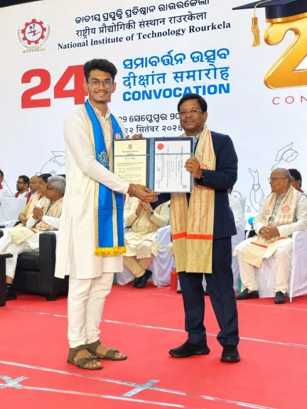 NIT Rourkela awards Dr Bansidhar Panda Gold Medal to Manas Nayak