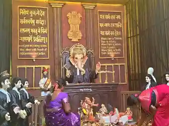 Nyayamurti Ganapathi: Eco-friendly Ganesh idol with Supreme Court-themed pandal draws devotees in Warangal