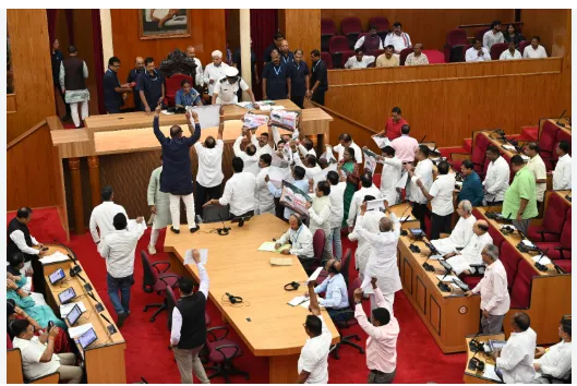 First day of Odisha Assembly Monsoon Session disrupted over MMDR Act, textbook errors