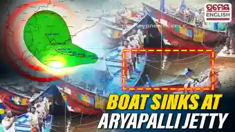 Boat sinks at Aryapalli Jetty amid rough sea conditions