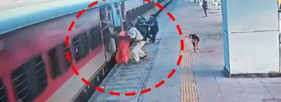 RPF ASI saves woman from falling under moving train at Talcher Station