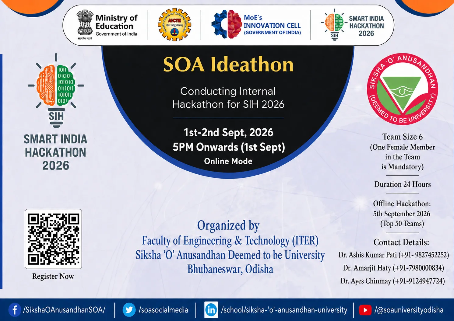 SOA Ideathon 2026: 50 student teams shortlisted for offline round and SIH 2026