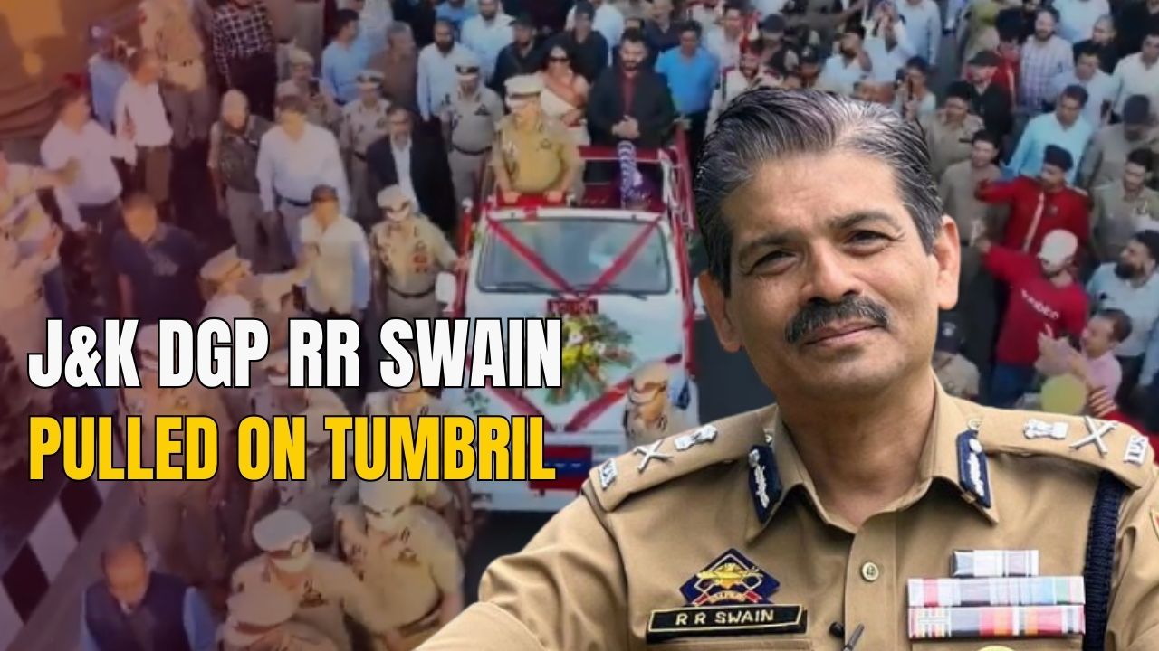 Watch Samaritan J&K DGP RR Swain: Receives rousing see off amid flush of tears, pulled on tumbril by companies of cops