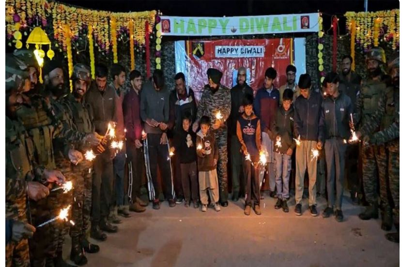 Indian Army celebrates Diwali with locals at LoC in Jammu & Kashmir