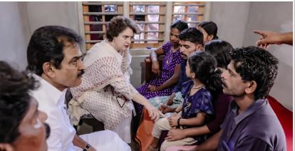 Priyanka Gandhi visits family of tiger attack victim; CPI(M) waves black flags