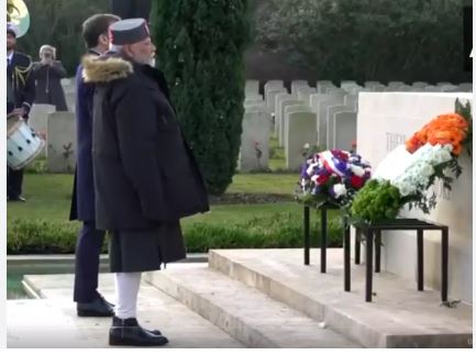 PM Modi pays tribute to Indian soldiers at Mazargues War Cemetery