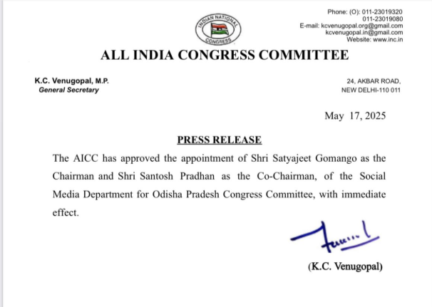 Congress restructures social media team in Odisha