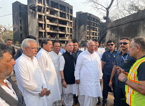 "Unimaginable Tragedy": Mallikarjun Kharge visits Air India crash site in Ahmedabad