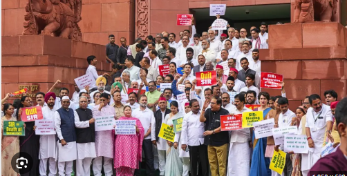 Opposition protests against Bihar voter roll revision, demand PM’s response in Parliament