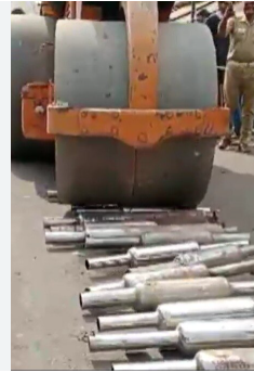 Odisha: Bhadrak Police destroyed 250 illegal motorcycle silencers with road roller