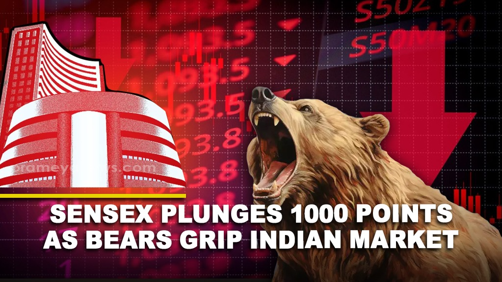 Sensex plunges 1000 Points as Bears grip Indian Market