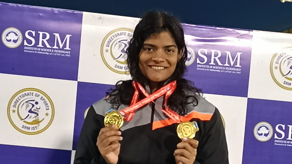 Pratyasa bags double gold in All India University meet