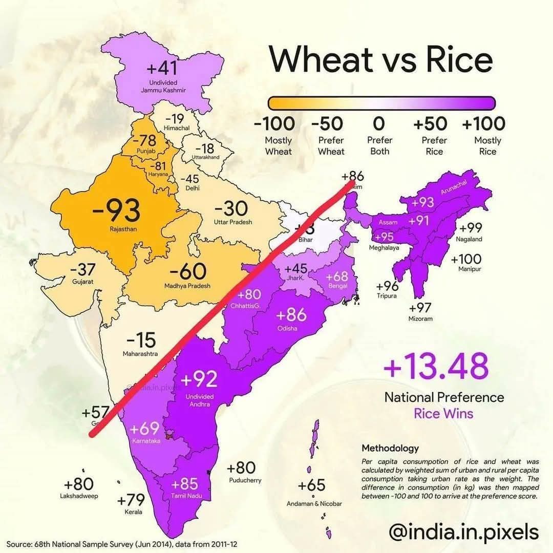 What Explains India's Wheat and Rice Divide? Let’s Explore the Cultural Roots of India's Food Preferences