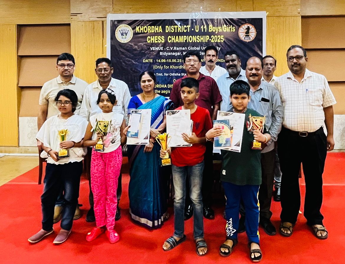 Satya Swarup & Akshara Hanaga Crowned Champions at U-11 Khordha District Chess Championship