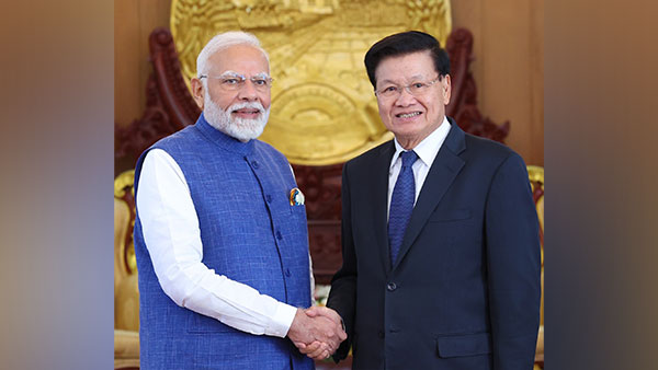 PM Narendra Modi holds a bilateral meeting with Laos president